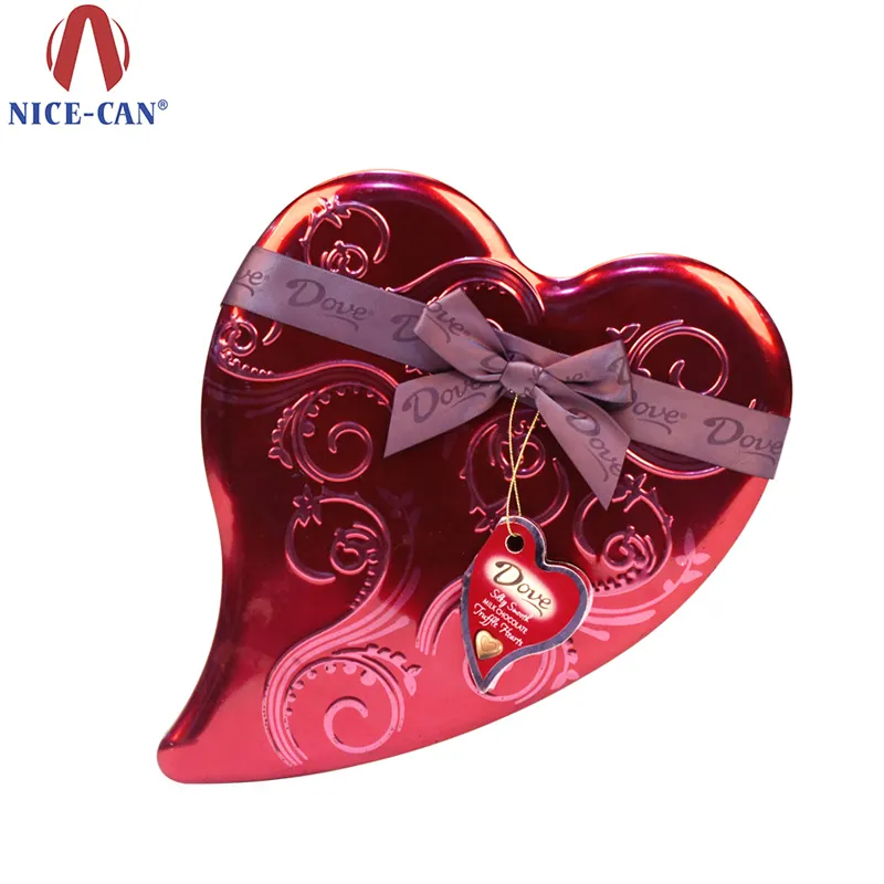 عيد الحب الأحمر شكل قلب علبة من القَصدير بالجملة حليب الشوكولاته