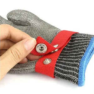 Deliwear Food Grade 316L Brushed Stainless Steel Mesh Cut Resistant Chain Mail Gloves meat cut butcher glove