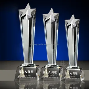 Troféu de vidro de cristal personalizado, mais novo troféu exaltado do vidro de cristal personalizado para eventos de esportes