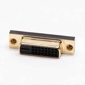 Konektor DVI Mini Perempuan Lurus 24 + 1 24 1 Tipe Straddle Melalui Lubang DVI-D Logam Konektor Straddle untuk Dudukan PCB
