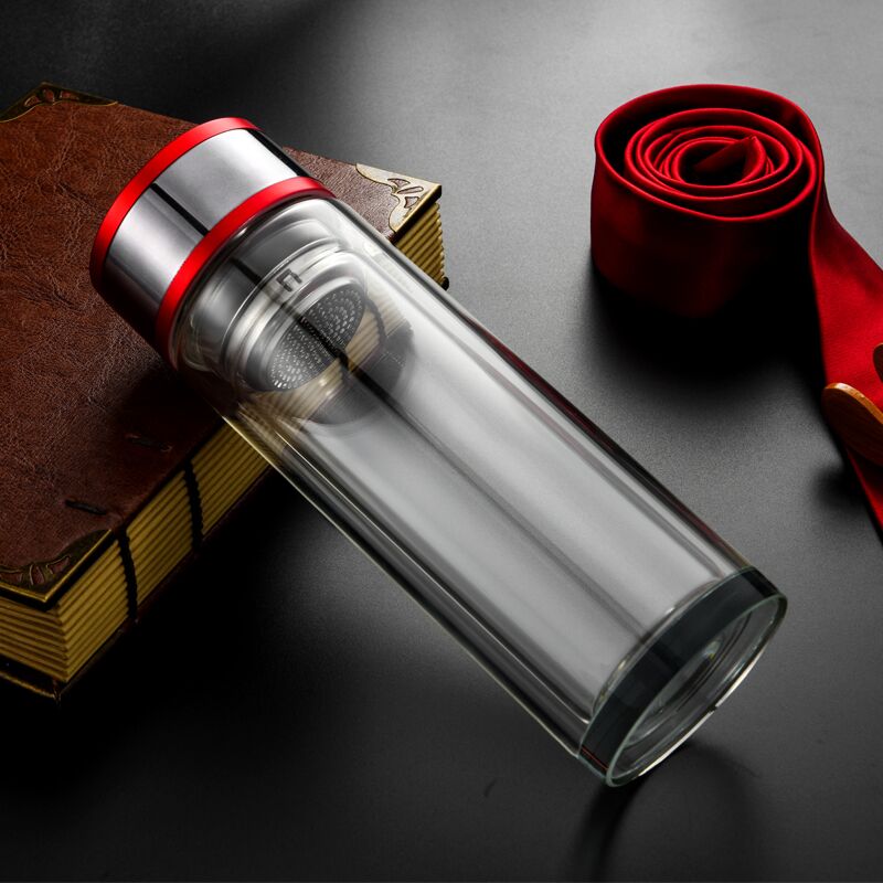 320ML Double Walled Glass Water Bottle With Tea Infuser