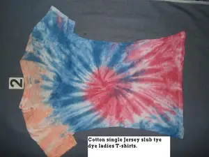 Cotton single jersey slub tye dye print ladies T-shirt.