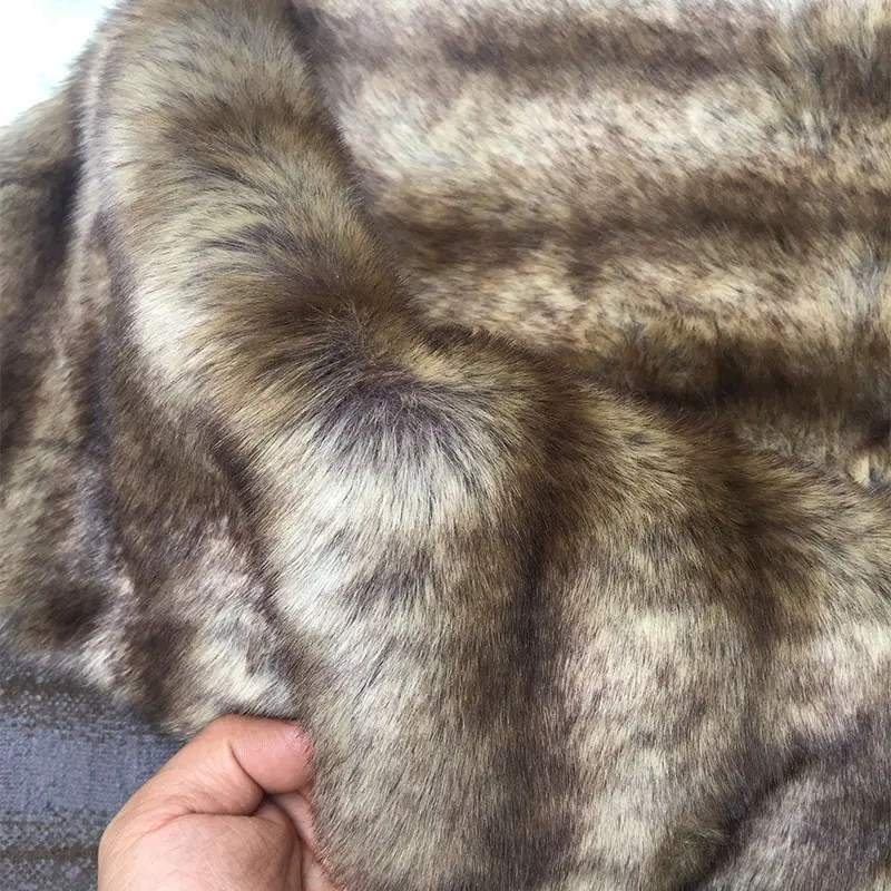 Оптовая продажа, коричневая двухцветная ткань из искусственного меха
