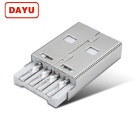 Konektor USB 2.0 4P Tipe A Jantan Dayu Short Body Copper Solder untuk Kabel Data USB