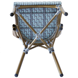 Modern Stackable Light Blue French Restaurant <strong>Wicker</strong> Aluminum Frame Dining Furniture <strong>Outdoor</strong> Garden Cafe Rattan Bistro <strong>Chairs</strong> - Product Image 5