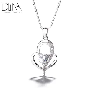 DTINA — collier pendentif en argent sterling 925, aigue-marine en forme de cœur, pendentif pour femme