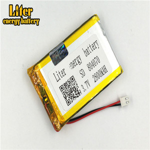 Plug 2.5-2 P 3.7 V 804070 2800 mah Ultra thin battery Lipo, thin film Lithium Rechargeable Battery Li-ion battery - Product Image 2