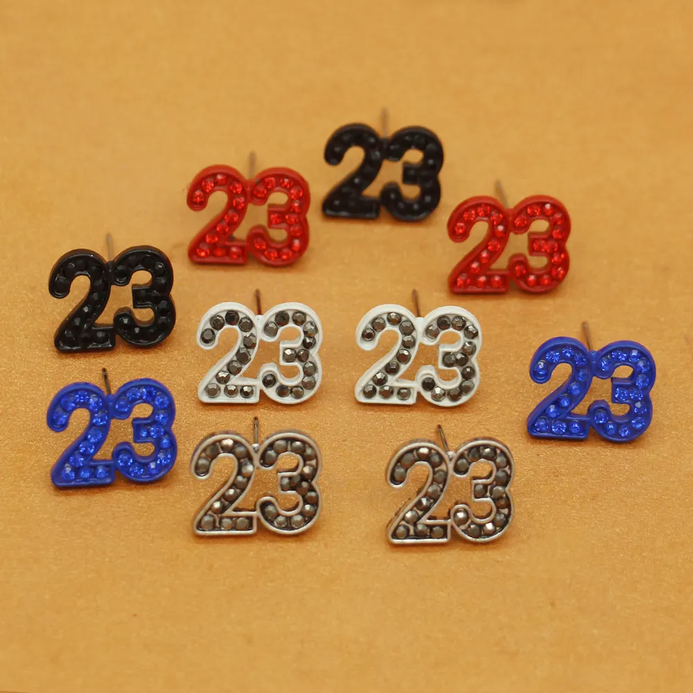 2024 New Designed Number 23 Red Sport Earrings Hiphop Stud Digital earrings