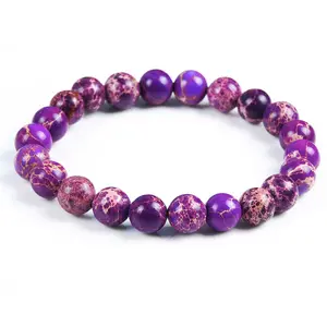 Top Quality Imperial 8MM Colourful Natural Emperor Stone Round Bracelet for women summer or Spring bracelets