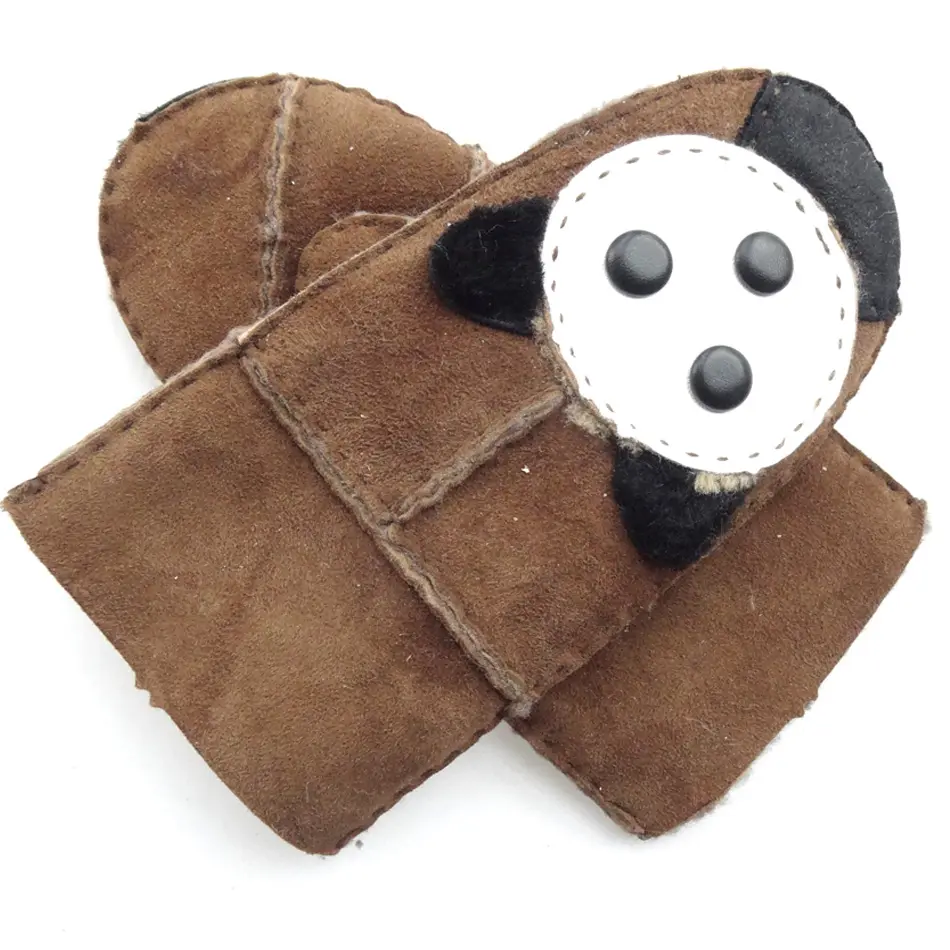 Custom fashion elegant cheap hand-sewing genuine sheepskin shearling winter gloves for kids