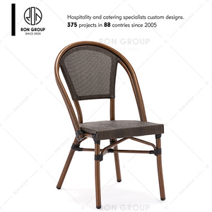 Outdoor Waterproof Stacking Furniture Garden <strong>Bamboo</strong> <strong>Table</strong> and Chair Aluminum Arm Wicker Rattan Restaurant Dining Outdoor Chair - Product Image 4