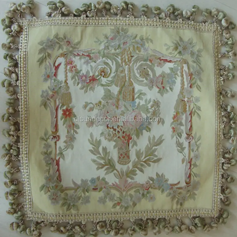 pure silk handknotted aubusson cushion cover
