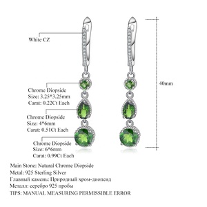 A2600 Mematuhi Natural Chrome Diopside Drop Earrings Paling Populer Nyata 925 Sterling Modern Perak Anting Wanita Perhiasan Pernikahan - Product Image 6