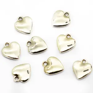 Charms 9*10*2mm Gold Heart Pendant 3D Key Chain DIY Jewelry Making supplies