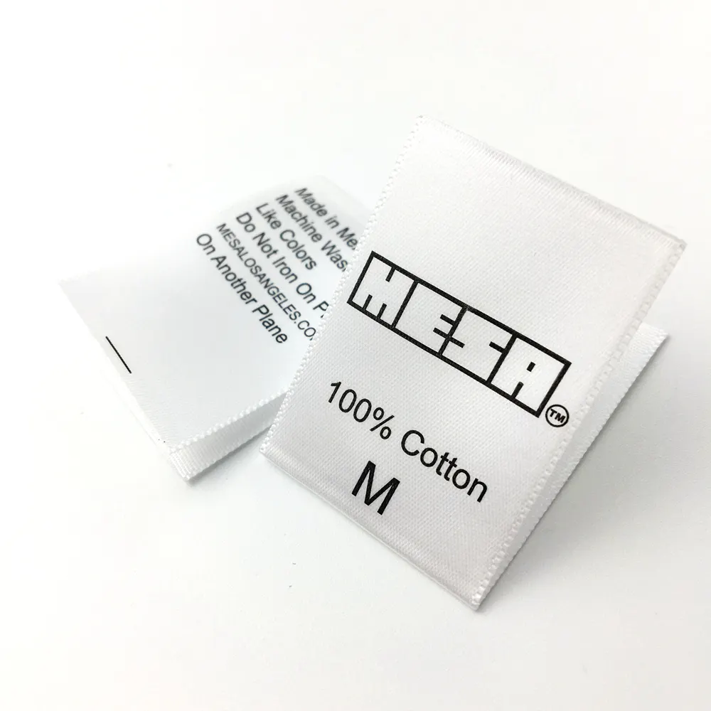 care/size/washing instruction silk screen printing clothing label made of satin/cotton/polyester/nylon ribbon/cloth fabric