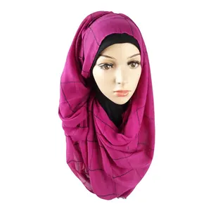 High quality cotton plaid Muslim headscarf women winter hijab head wraps scarf