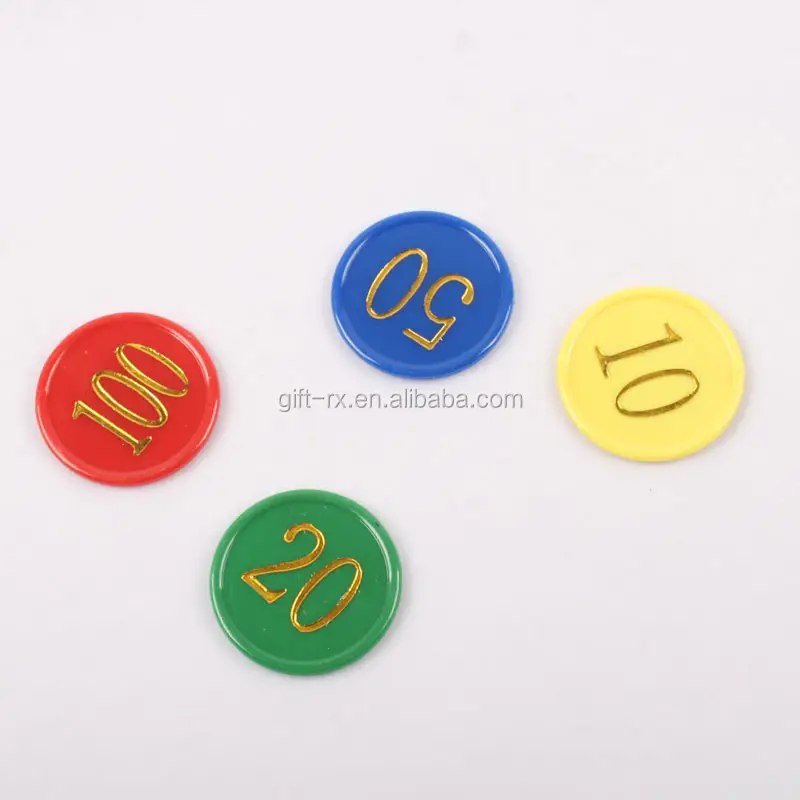 Chip di plastica colorati personalizzati souvenir shopping poker gioco token monete carrello di plastica moneta