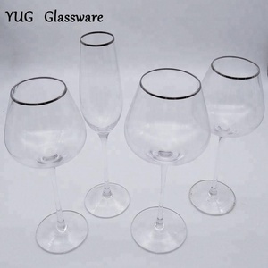 Thanh Lịch Màu Hồng Vàng Rim Bạc Rim Rượu Thủy Tinh Đặt Cho Sự Kiện Cho Thuê - Product Image 3