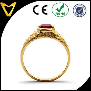 Anillo de estilo pepita de rubí simulado para hombre de joyería de acero inoxidable 316L de corte completo de China en anillo de acero inoxidable chapado en oro de 14K - Product Image 2
