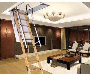 折叠木制阁楼楼梯与扶手 - Product Image 3