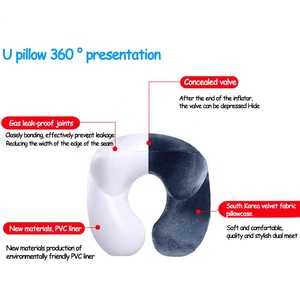 Vendita calda gonfiabile a forma di U collo d'aria testa cuscino e aereo poggiapiedi cuscino da viaggio set kit con maschera per gli occhi in magazzino
