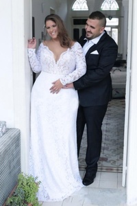 <span class=keywords><strong>Vestido</strong></span> <span class=keywords><strong>de</strong></span> novia <span class=keywords><strong>de</strong></span> encaje <span class=keywords><strong>para</strong></span> mujeres embarazadas, recto, talla grande - Product Image 5