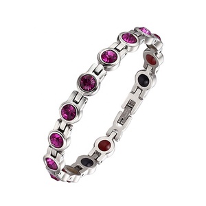 Pulsera Magnética de Acero Inoxidable 316 con Piedras Preciosas de Cristal, Diseño Impermeable, Joyería para Mujer - Product Image 2