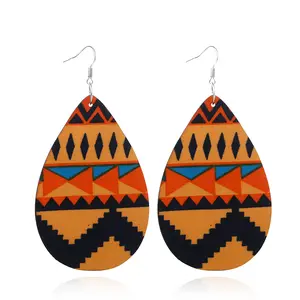 18 Styles Available Free Shipping Wood Earrings Africa、Pattern Printed Custom Wood Africa Earring