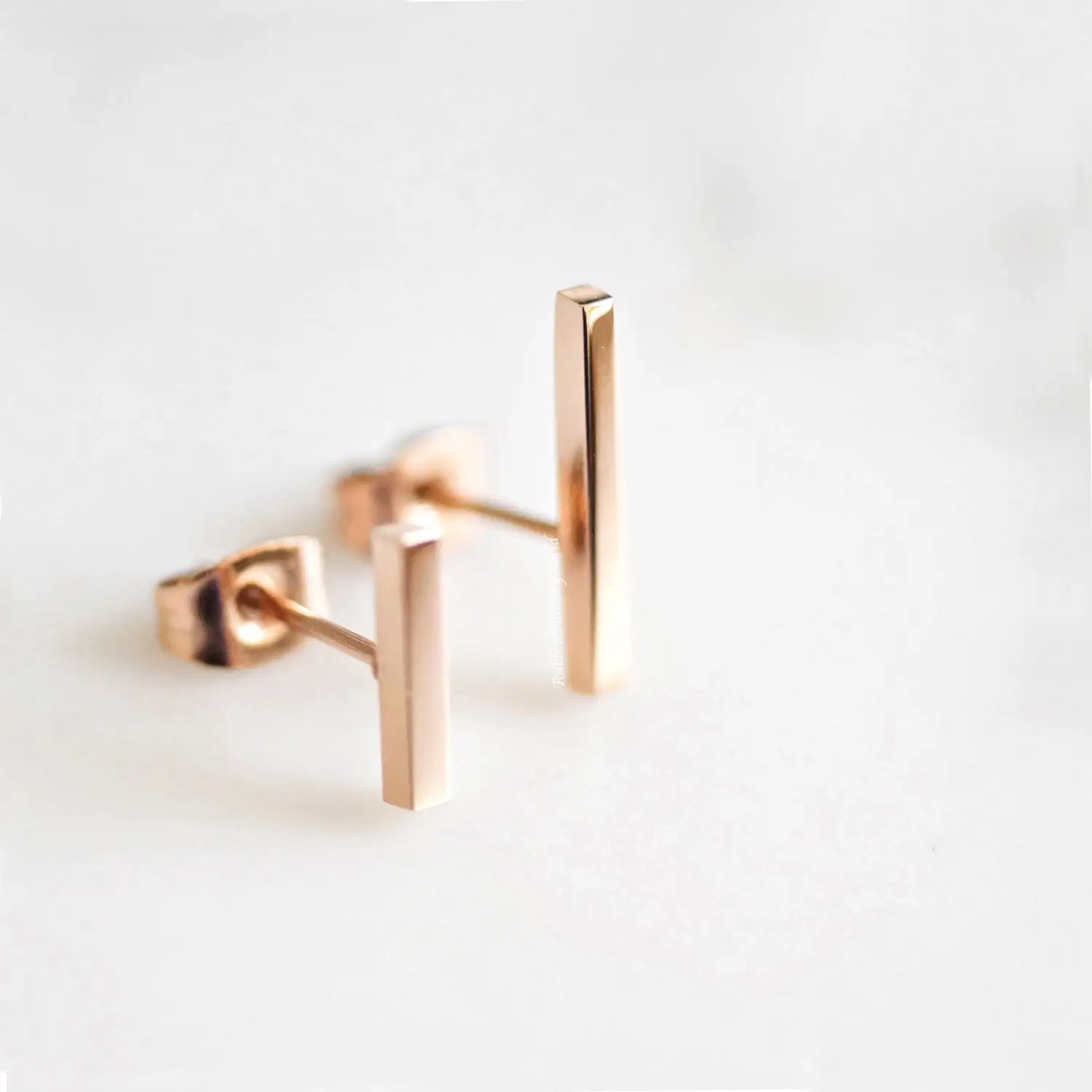 Minimalist Dainty Geometry Star Heart Square Shaped Girls Studs Simple Line Gold Bar Earrings