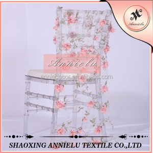 Funda de Silla de Organza con Bordado de Flores 3D para Bodas, Banquetes, Fiestas y Eventos - Product Image 6