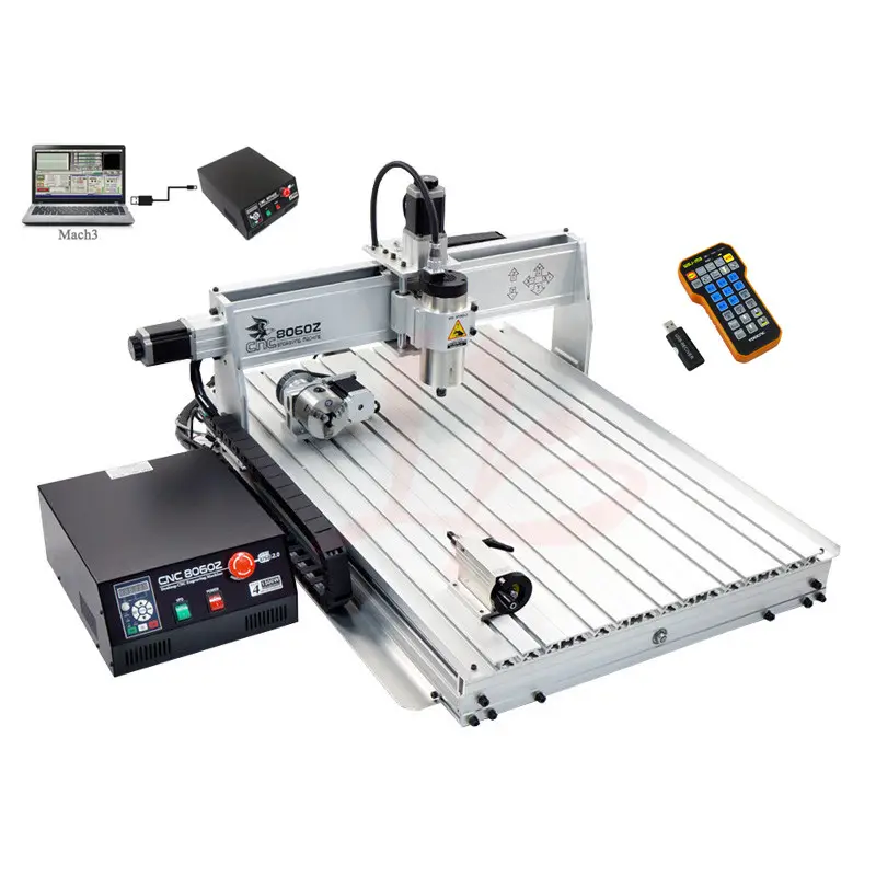 LY 8060Z-2200W 3/4 축 목공 CNC 기계 2.2KW CNC 라우터 USB 포트 작동 PVC ABS PCB 목재 알루미늄 작업