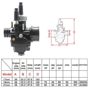 Carburateur de course noir 17mm 19mm 21mm PHBG DS Carb <span class=keywords><strong>50cc</strong></span> 90cc BW-S100 Moto Carburador - Product Image 5