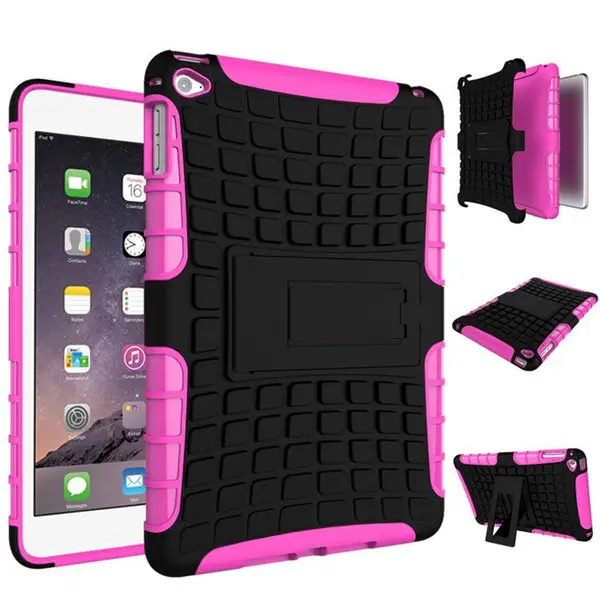 For Apple iPad Mini 4 Case Cover, For iPad Mini 4 Kickstand Case, TPU+PC Tire Pattern Hybrid Case For iPad Mini 4