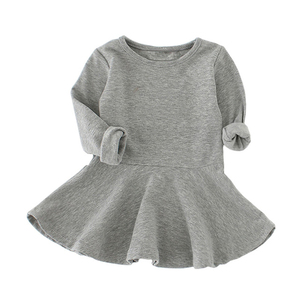 Vestito Casual a Linea A per Bambine, Maniche Lunghe, Colore Grigio e Rosa, Lunghezza al Ginocchio - Product Image 4