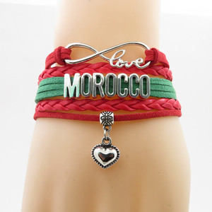 Infinity love KAZAKHSTAN ICELAND <strong>IRAQ</strong> ROMANIA IRAN BRAZIL USA <strong>Bracelet</strong> Heart Charm National Flag <strong>Bracelets</strong> - Product Image 6