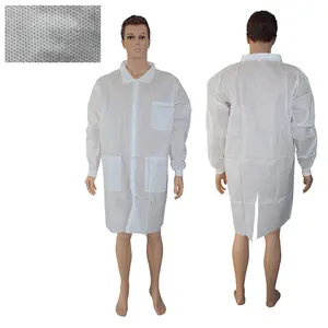 Robe de laboratoire blanche de haute qualité, blouse médicale étanche, jetable de laboratoire, hôpital, win PE SMS