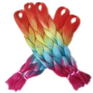 Aktien heiß verkaufen Polen synthetische Haar teile Jumbo Flechten Haar Bulk Regenbogen Farbe Ombre synthetische Haar Zöpfe