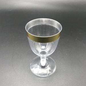 <span class=keywords><strong>Verre</strong></span> <span class=keywords><strong>à</strong></span> <span class=keywords><strong>vin</strong></span> <span class=keywords><strong>jetable</strong></span> en plastique, pièces, avec bordure en or, 2 pièces - Product Image 2