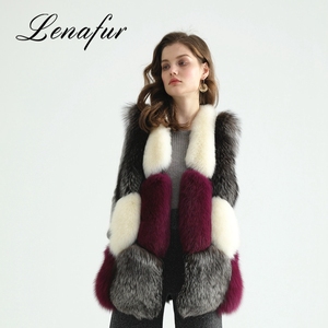 Gran 5 tamaños gris vino Beige Color Mix señora joven moda largo de <span class=keywords><strong>piel</strong></span> de zorro chalecos sin mangas, <span class=keywords><strong>chaleco</strong></span> de <span class=keywords><strong>piel</strong></span> de zorro - Product Image 2