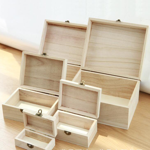 Scatola di legno Paulownia fatta a mano non verniciata per gioielli presentazione o stoccaggio in legno naturale unico - Product Image 1