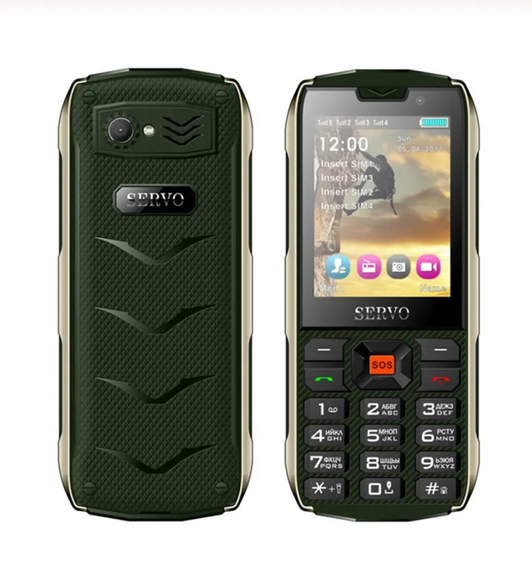SERVO H8 4 SIMカード頑丈な防水携帯電話懐中電灯パワーバンク付き最高の頑丈なバー携帯電話インド