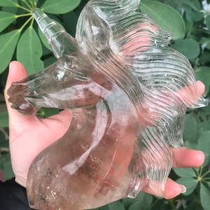 Statuettes de tête de licorne en cristal, pierres précieuses naturelles 1 pièce, artisanat sculpté à la main, quartz naturel - Product Image 3