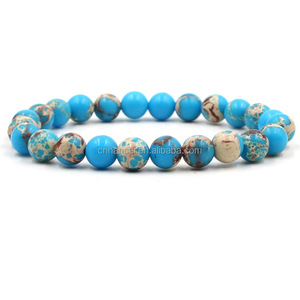 Phong Cách Mùa Hè Mới Ngọc Lam Đá Mã Não Tự Nhiên Hạt Vòng Tay Phụ Nữ Đàn Ông Hồng Xanh Trắng Vàng Đỏ Đính Cườm Vòng Tay Căng - Product Image 1