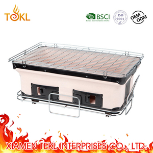 Table à Charbon de Bois Hibachi Kebab <span class=keywords><strong>Grill</strong></span> Mini Style Japonais Céramique pour Arrière-Cour Cuisine Extérieure Acier Blanc Restaurants Rectangle