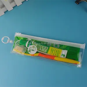 Soft Plastic PVC Toothbrush Travel Kit Packaging Zipper Bag With Handle