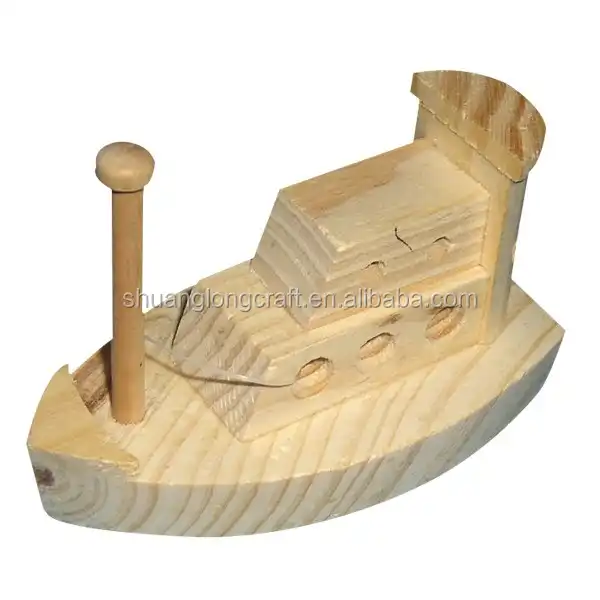 Kids played military toy boats,unfinished wood