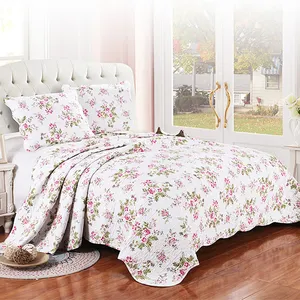 MH 100% Cotton Tiwn Size Country Flowers Pastoral Style Super Soft Reversible Air Quilt