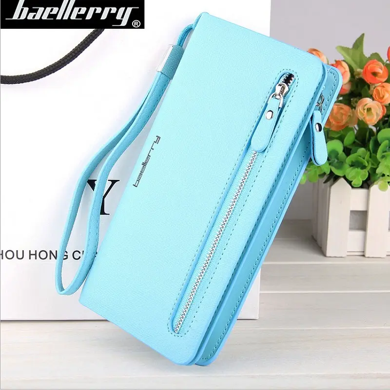 Baellerry New Women's Fashion Multi-functional Purse Ladies Long Clutch Wallets with handle strap