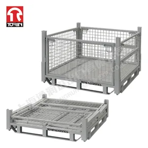 Torin LK14A Folding stacked warehouse cage iron cage wire mesh pallet container metal pallet