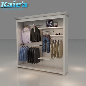 Design moderno da parete in legno di abbigliamento maschile appeso display abbigliamento e negozio di abbigliamento armadio - Product Image 2